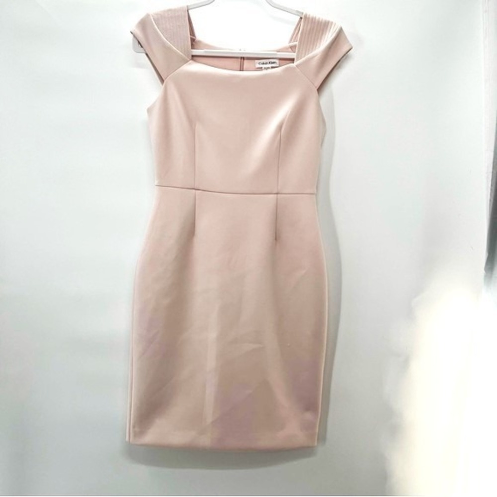 Calvin Klein (6) Blush Pink Bodycon Dress Minimalist Timeless Classic Structured